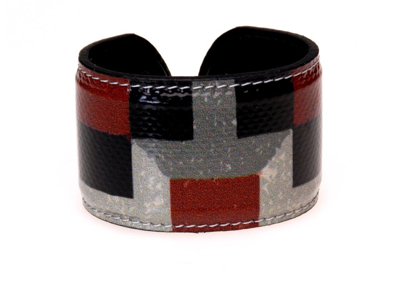 WOMAN BRACELET GREY, BROWN AND BLACK COLOURS GEOMETRIC FANTASY. - Limited Edition Paul Meccanico