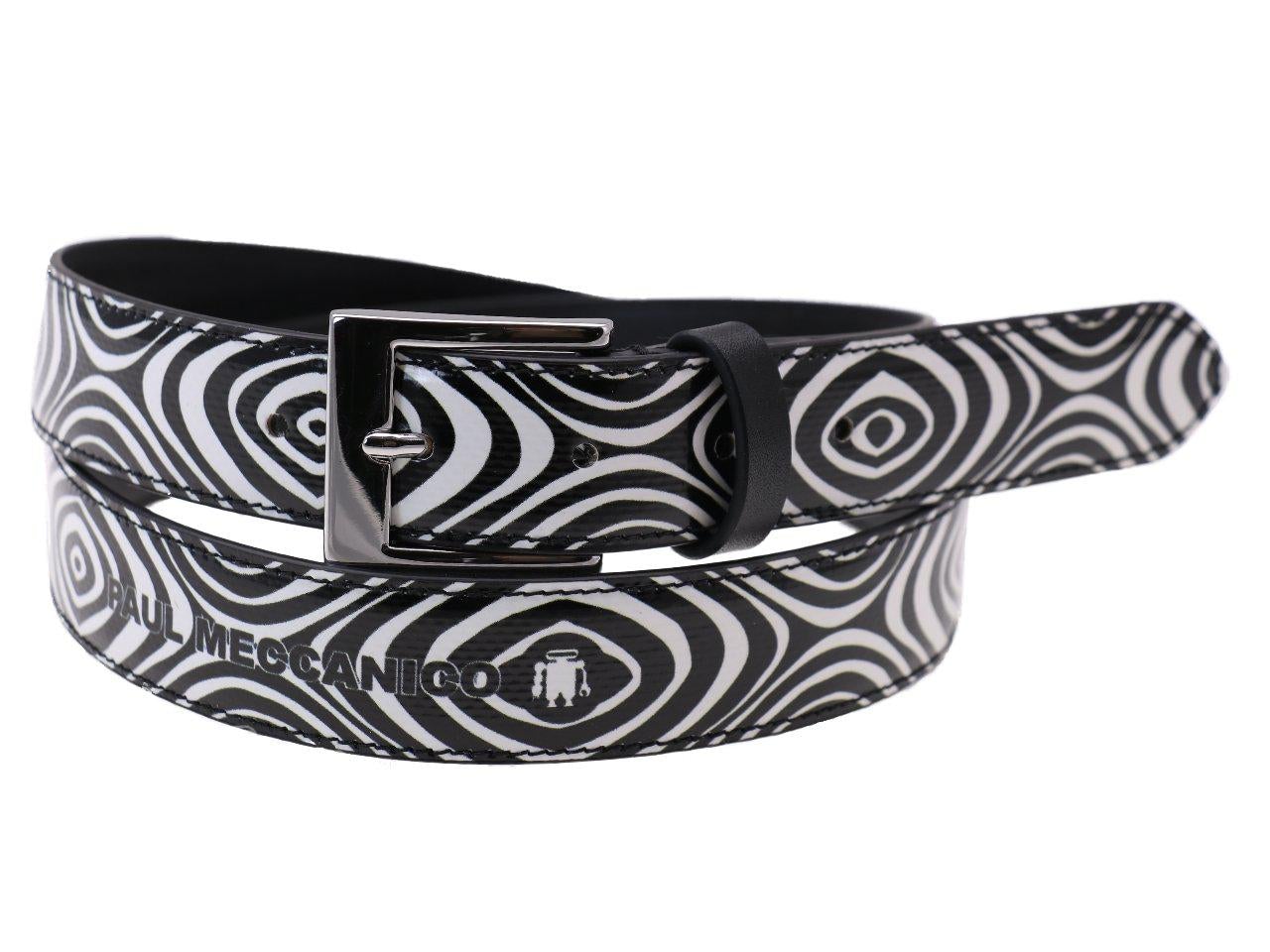 WOMAN'S BELT BLACK AND WHITE COLOURS OPTICAL FANTASY MADE OF LORRY TARPAULIN - Unique Pieces Paul Meccanico