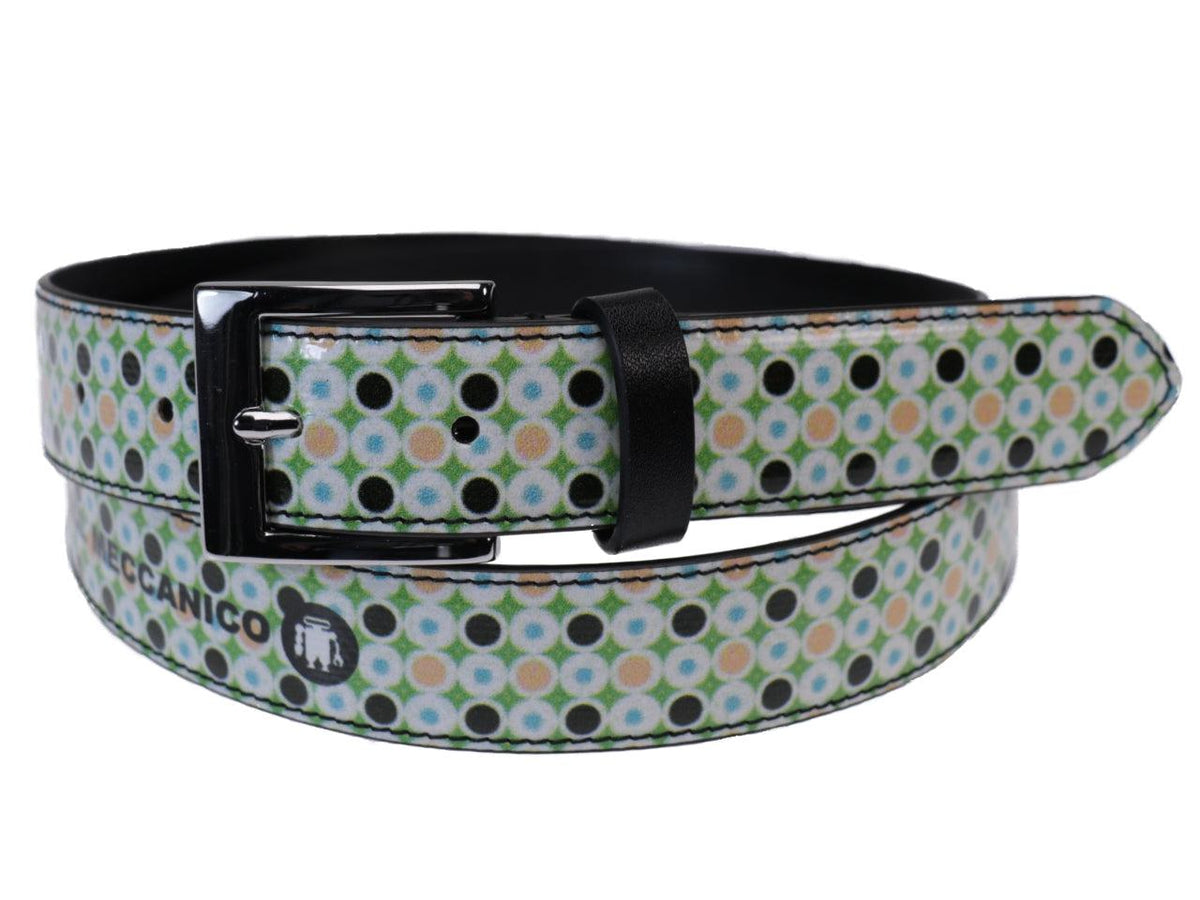 WOMAN&#39;S BELT GREEN WITH DOTS FANTASY MADE OF LORRY TARPAULIN. - Unique Pieces Paul Meccanico